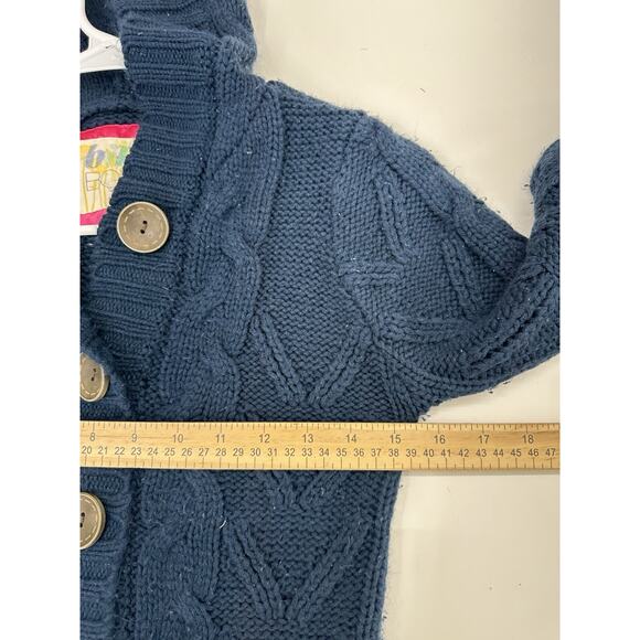 Billa Bong Womens Sweater Size Small Navy Blue Button Up Hooded Cable Knit Y2K - Picture 8 of 11